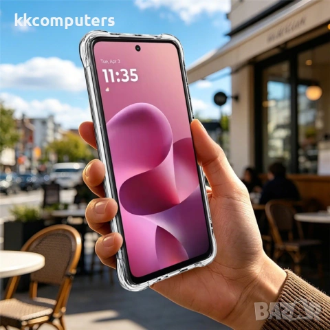 IMAK Airbag Удароустойчив Силиконов Калъф за Motorola Moto G37 Power 5G – Прозрачен, снимка 3 - Калъфи, кейсове - 54925527