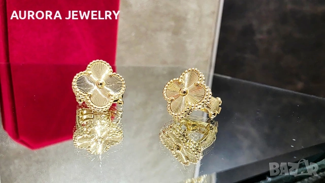 Van Cleef & Arpels VCA Gold Clear Vintage Alhambra Clips Clover Дамски Обеци, снимка 3 - Обеци - 54603212