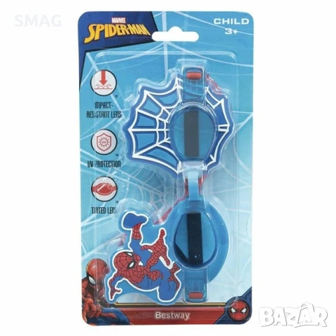 Детски очила за плуване силикон сини Spiderman UV защита н_1235811, снимка 6 - Водни спортове - 54451857