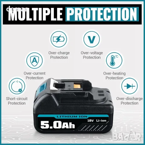 5.0Ah 18V литиево-йонна батерия BL1850B и DC18RC 14.4V-18V зарядно устройство, снимка 6 - Други инструменти - 55621924