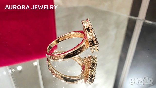 Van Cleef & Arpels VCA Rose Gold Black Onyx Vintage Alhambra Дамски Пръстен, снимка 5 - Пръстени - 54133554