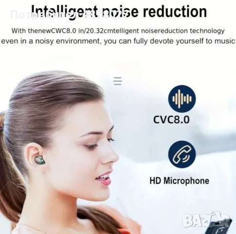 Bезжични bluetooth слушалки TWS – 9D Стерео спортни слушалки с кутия за зареждане и микрофон BTH-F9-, снимка 6 - Безжични слушалки - 55442377