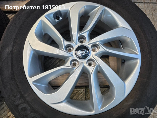 Лети джанти 17ки 5х112 Hyundai + летни гуми 225/60/17 Hankook, снимка 6 - Гуми и джанти - 55082044
