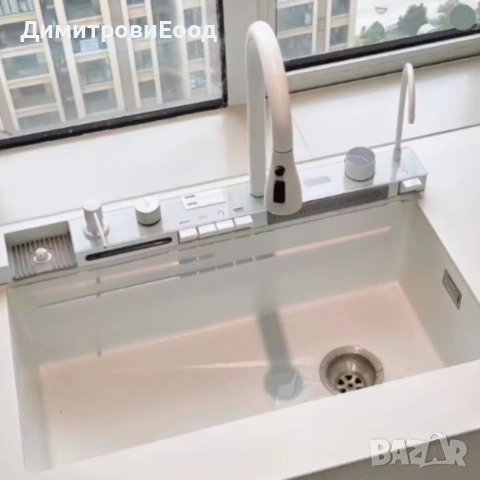Умна кухненска мивка с изтеглящ се кран – LED дисплей, водопад, филтрирана вода , снимка 6 - Мивки - 55147517