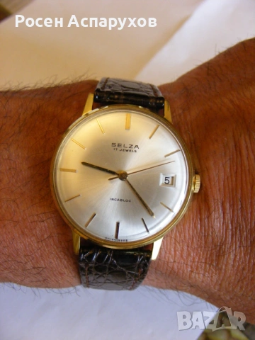 Прекрасен Selza 17 Jewels Incabloc Swiss Made, снимка 9 - Мъжки - 54763902