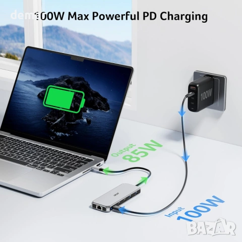 Докинг станция Acer 11-в-1, USB-C троен дисплей 1*DP 8K, 2 × HDMI 4K, снимка 8 - Кабели и адаптери - 54217797