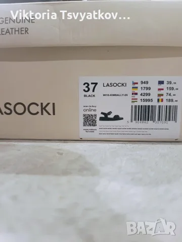 Черни кожени сандали Lasocki – №37 (стават и за 38), снимка 6 - Сандали - 55623034