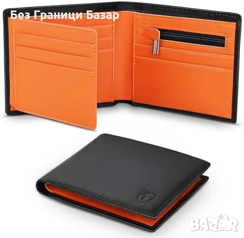 Нов Мъжки кожен портфейл TEEHON RFID тънък 11 слота джоб за монети идеален подарък