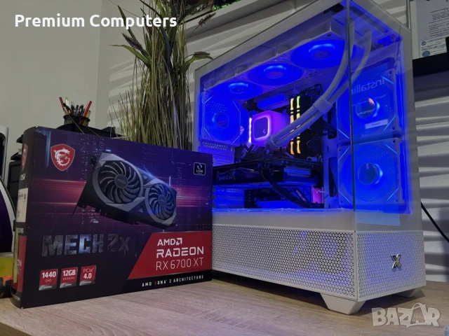 Бял геймърски компютър Ryzen 5600/RX6700XT 12GB/Aio/16 Ram/512 ssd/700W