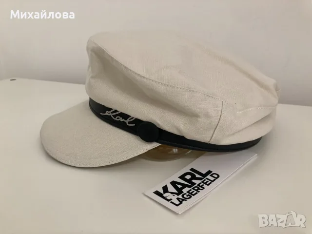 Karl Lagerfeld, бяла шапка с козирка – НОВА с етикет, снимка 6 - Шапки - 55600310