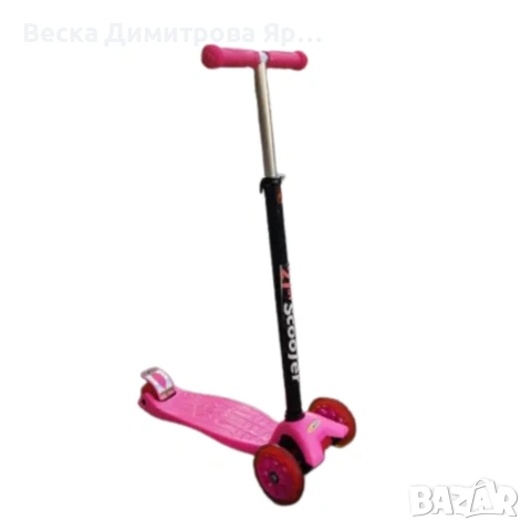 Детска сгъваема тротинетка 21st Scooter със светещи силиконови колела, розова, снимка 6 - Детски велосипеди, триколки и коли - 54013839