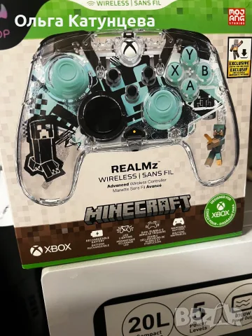PDP REALMz Wireless Controller Minecraft Diamond Print для Xbox