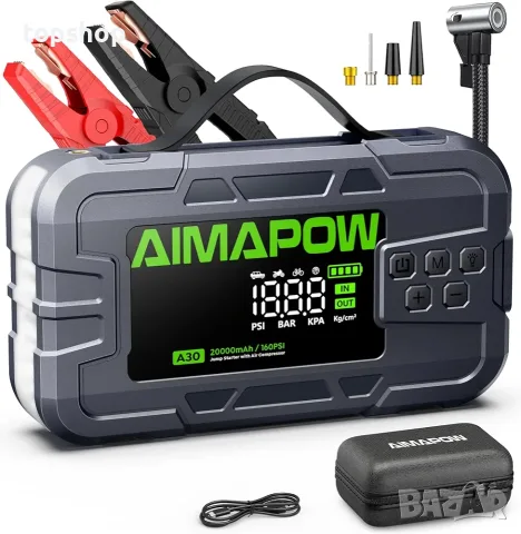 Чисто нов запечатан в целофан стартер за кола AIMAPOW A30 9000A / 2220mAh / 26.64Wh компресор 160psi
