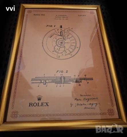 Декоративна рамка Патент на Rolex Calendar Timepiece, снимка 6 - Картини - 55410941