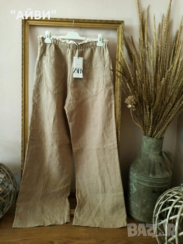 ZARA Дамски панталон от лен, снимка 15 - Панталони - 54003868