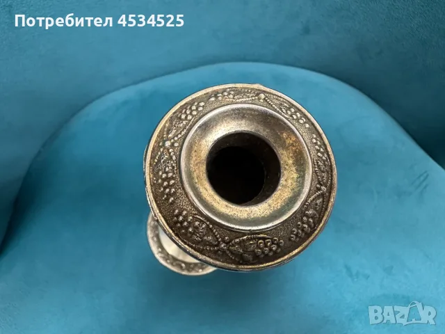 Елегантен посребрен свещник „Grape Vine“ – Англия, ок. 1920–1950 г., снимка 4 - Антикварни и старинни предмети - 55586513