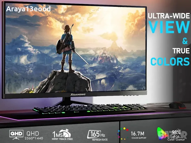 XGaming 27" QHD 165Hz Геймърски монитор VA, 1ms, FreeSync, HDR10, снимка 2 - Монитори - 55357951