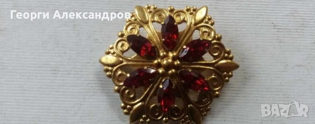 3 Старинни РАЗКОШНИ СЪВЕТСКИ ПОЗЛАТЕНИ БРОШКИ с КАМЪНИ и МАРКИРОВКИ, снимка 8 - Антикварни и старинни предмети - 55286884