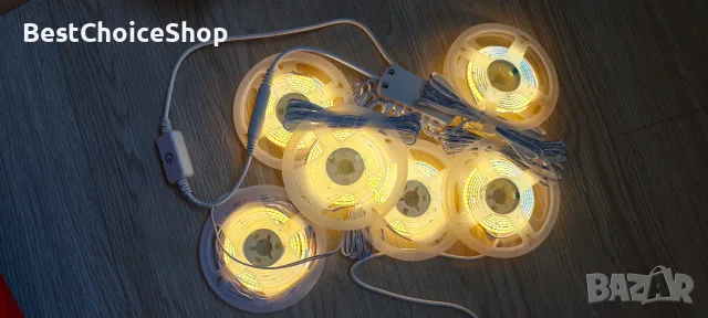 6 броя х 1метър COB LED ленти USB димируема с докосване – топло бяло , снимка 3 - Лед осветление - 55354405