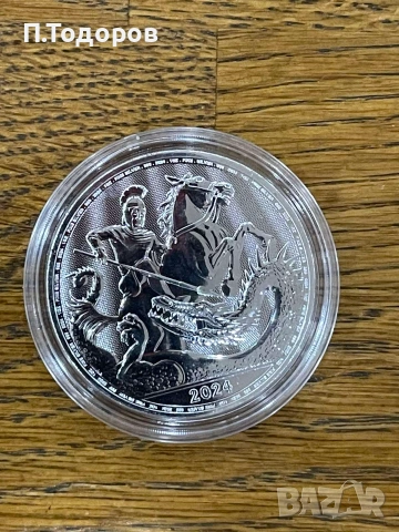 Сребро 1oz Сребро Св. Георги и Дракона 2024 - Великобритания, снимка 3 - Нумизматика и бонистика - 54970793