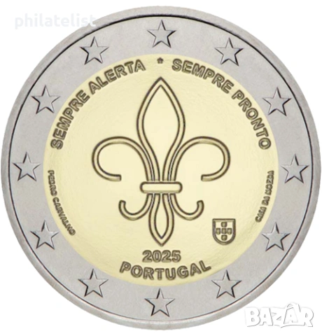 Португалия 2025 – 2 евро – Скаути UNC, снимка 2 - Нумизматика и бонистика - 54034288
