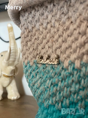 Ръчно плетена чанта от памучно макраме , снимка 4 - Чанти - 54097933