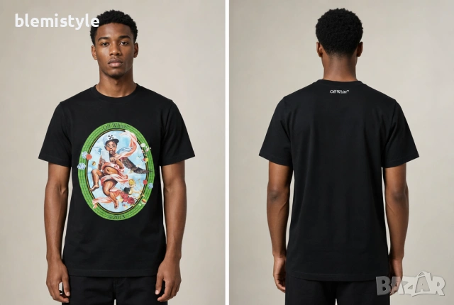 Off-White мъжка тениска — черна, регулар фит