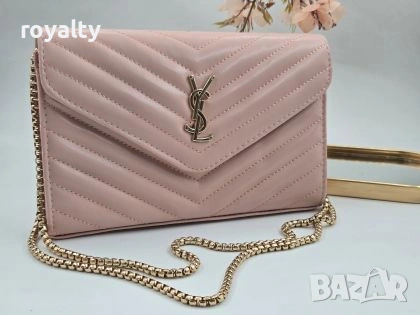 Yves Saint Laurent Нова Розова Кожена Дамска Чанта YSL