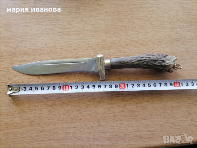 Стар ловен нож с дръжка от рог с украса , снимка 6 - Антикварни и старинни предмети - 54932156