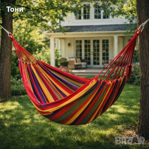 Градиснки червен хамак - идеален за релакс, следобедна дрямка или почивка, снимка 3 - Градински мебели, декорация  - 54140471