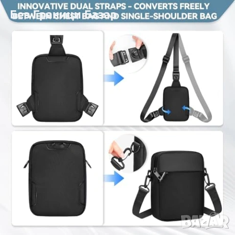 Нова Антикражбена чанта през рамо RFID джоб водоустойчива през рамо за мъже и жени, снимка 5 - Чанти - 54104578