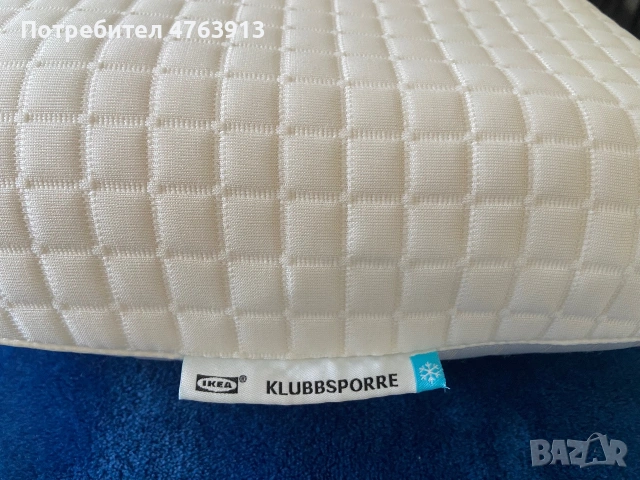 Ергономична възглавница IKEA Klubbsppore от мемори пяна със слой от охлаждащ гел от едната страна, снимка 3 - Възглавници - 55074811