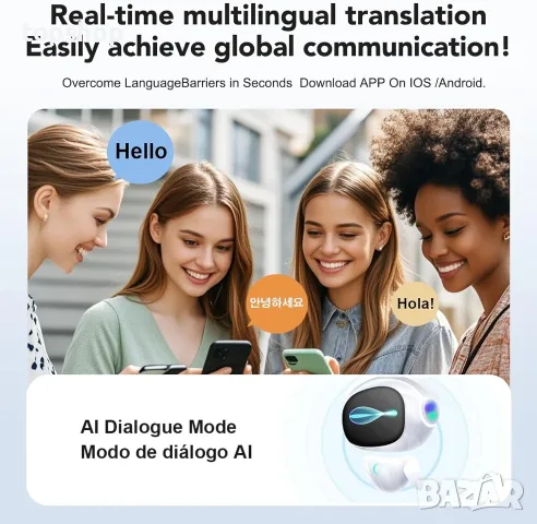 Чисто нови фабрично запечатани преводачески слушалки Relxhome M96 AI Language Translation Earbuds..., снимка 7 - Bluetooth слушалки - 55329179