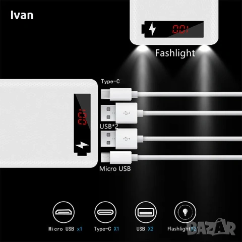 Външна батерия Power Bank за 8 броя батерии 18650, снимка 4 - Оригинални батерии - 53983297