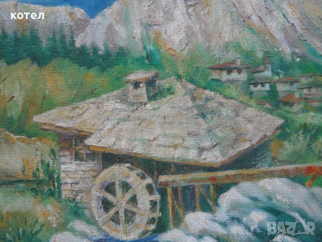 Продавам Оригинална авторска картина маслени бои „Възрожденска воденица“ (1995 г.), снимка 2 - Картини - 54843410