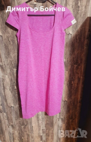 Дамска памучна рокля ZU+ELEMENTS, розов меланж, размер