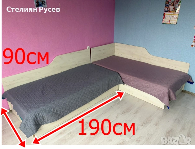 0905  ъглови  единични легла  с матрак 190/90см  обща цена 140 евро или 273.82лв   kd -190см / 90см 