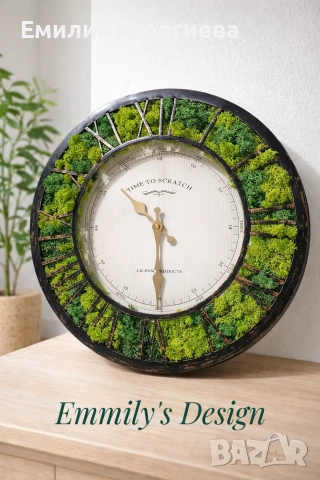 Часовник със скандинавски мъх, снимка 2 - Стенни часовници - 53967210