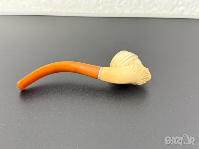 Ръчно резбована лула от морска пяна и кехлибар. №8056, снимка 7 - Антикварни и старинни предмети - 54037567