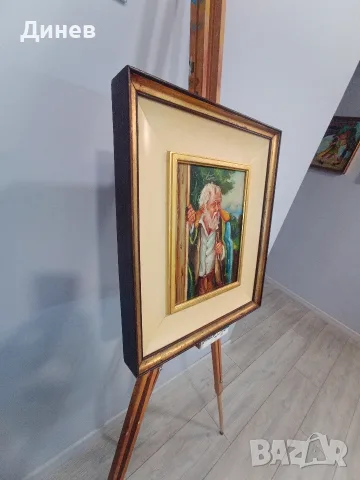 Старинна картина, масло върху дърво – "Възрастен скитник", снимка 6 - Картини - 55680862