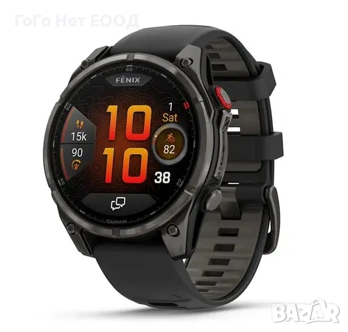 Garmin Fenix 8 PRO - 47 мм, AMOLED  Sapphire - Carbon grey DLC titanium с Black/pebble grey силиконо
