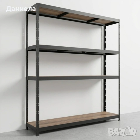 Премиум метален стелаж HÖGLER 180x180x60 см – 4 рафта, 1200 кг, индустриална здравина
