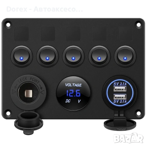 Панел за вграждане с 5 бутона, USB, 12V и волтметър, снимка 13 - Аксесоари и консумативи - 54839649