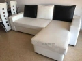 Ъглов диван, изработен от еко-кожа с чекмедже за пране, снимка 1