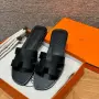 Hermes Oran Black Дамски Черни Чехли 100% Естествена Кожа Код ch1, снимка 1