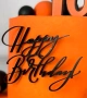 Черен Надпис Happy Birthday страничен пластмасов топер украса торта рожден ден фронтален отпред, снимка 1