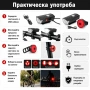 Комплект акумулаторни LED предни и задни светлини велосипед лед фар и стоп за колело USB зареждане, снимка 5