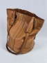 Дамска кафява кожена чанта тип bucket bag / shopper с дълги дръжки, снимка 1