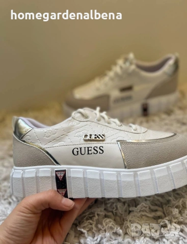 Дамски маратонки на платформа — бежово и бяло — леки и удобни — номера 36-40, снимка 6 - Маратонки - 54233577