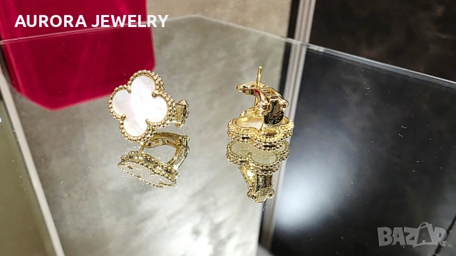 Van Cleef & Arpels VCA Gold Mother of Pearl Vintage Alhambra Clips Дамски Обеци, снимка 5 - Обеци - 54274775